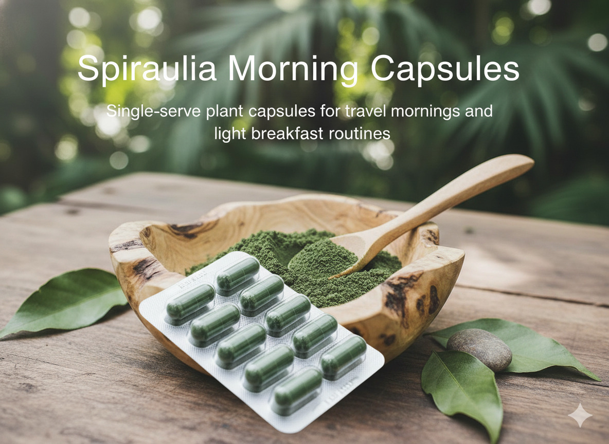 Spirulina capsules bottle